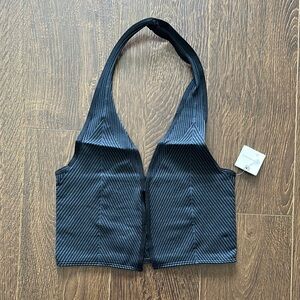 Anthropologie Black Ribbed Crop Top